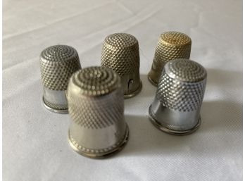 All Silver Color Vintage Metal Thimbles. Some Marked With Size 9 And 11