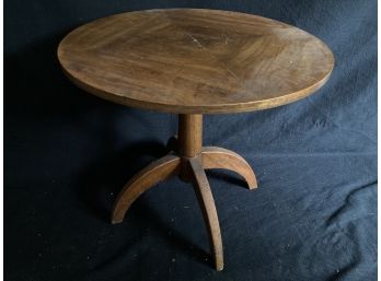 Round Top Side Table With 4 Triangle Design On Top - Chips At Centre On Top