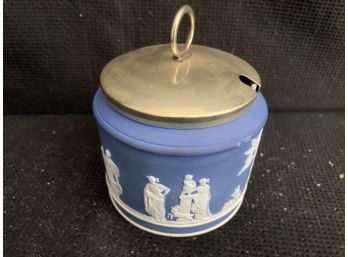 Small Blue And White Wedgewood Container  With Lid