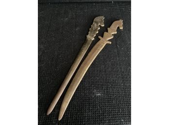 Two Horse Head Vintage/antique? Letter Openers