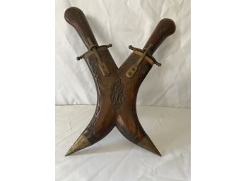 Carved Wooden Holder For A Fork And Carving Knife Hand Carved And Made In India Very Unique