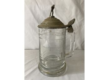 Glass Stein With Brass Top With A Golfer On Top