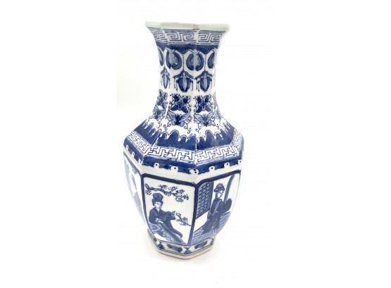 Blue And White 15' Large Chinese Vase