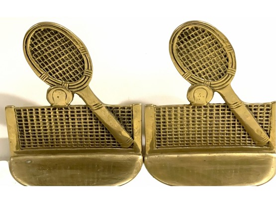 Vintage Brass Tennis Racket Bookends