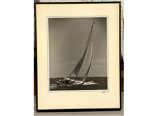 Signed 'JDB' Black And White Framed Sailing Photo