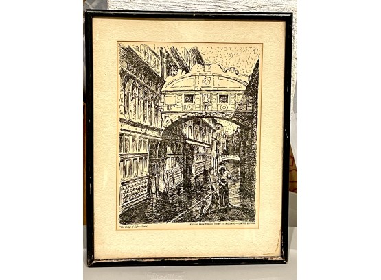 Venice Etching 'The Bridge Of Sighs' Ric Riccardo Limited Edition