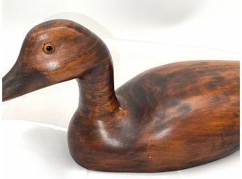 Carved Wood Mallard Duck Glass Eyes