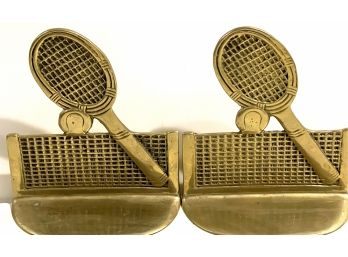 Vintage Brass Tennis Racket Bookends