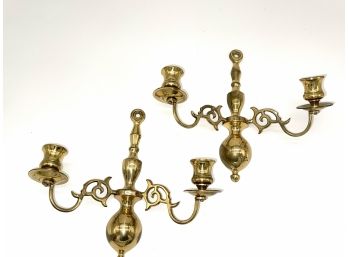 Pair Of Georgian Style Brass Wall Sconces