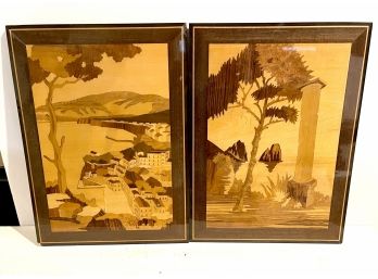 Attributed To A. Gargiulo And Jannuzzi  Pair Wooden Inlay Italian Marquetry