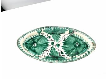 Painted Green Flower Elongated Plate