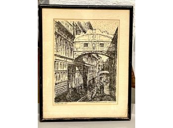 Venice Etching 'The Bridge Of Sighs' Ric Riccardo Limited Edition