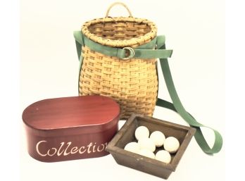 Weaved Backpack Style Basket, Decorative Box And Box