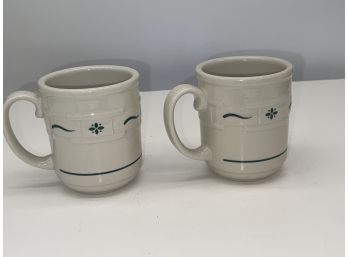 Pair Of Longaberger Classic Blue Coffee Mugs
