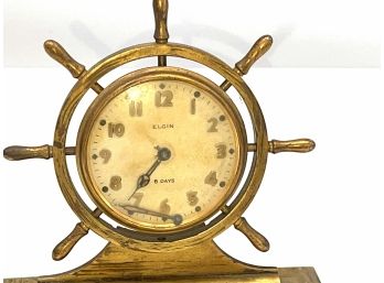8 Day Vintage Elgin Brass Ships Wheel Clock