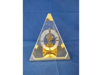 Vintage Howard Miller Pyramid Clock Gold Tone