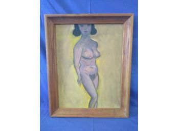 Vintage Nude Woman Painting On Artist Board 7/8 Of A Woman