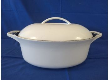 Vintage Club Colorcast Cast Iron Enamel Dutch Oven In White From Waterford, Ireland