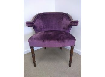 Purple Velvet Side Chair With Floating Arms