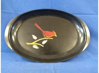 Vintage Couroc Tray With Cardinal Crushed Stone Decoration