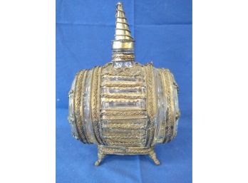 Glass Cask With Silver Color Metal Decoration Over Glass (Crystal?)