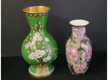 Enamel Over Brass Flower Vase And Andrea By Sadek Porcelain Vase