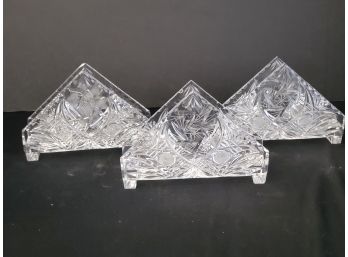 Vintage Trio Of Lovely Crystal Napkin Holders