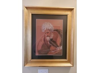Beautiful Framed & Signed Apostle Colored Pencil Drawing By Local Area Artist
