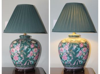 Pair Of Hand Painted Decorative Lamps