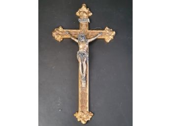 Large Vintage Ornate Made In USA Brass Crucifix
