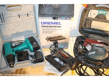 Tool Lot Including Roto-zip, Sander, Drill & Dremel Router Table