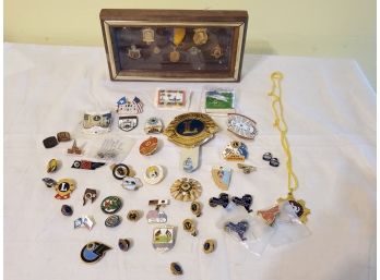 Vintage Assortment Of Lions Club, Amway & More -  Medals, Pinbacks, Vehicle Emblem - See Photos!!