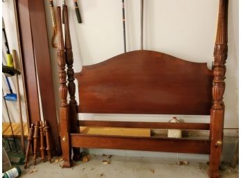 Handsome Vintage Mahogany Carved Four Posted Queen Sized Bed