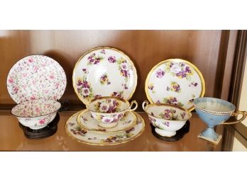 Grouping Of Porcelain Tea Cups & Saucers & Dessert Plates - Royal Chelsea
