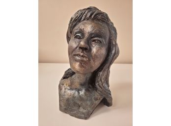 Clay Sculpture Female Head Bust By Local Artist
