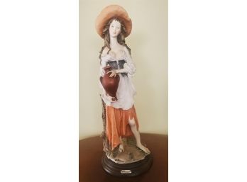 Lovely Vintage Giuseppi Armani 14.5' Figurine On Wood Base