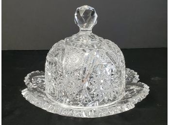 Stunning Antique Cut Crystal Small Plate With Domed Lid