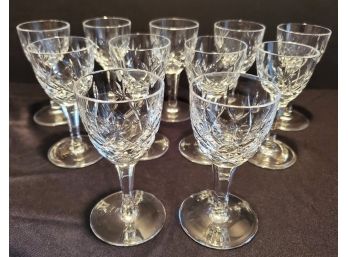 Eleven Vintage Galway(?) Crystal Cordial Stemware Glasses With Plain Base