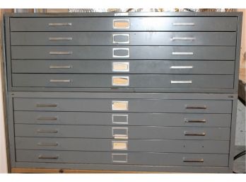 Pair Of Vintage Steel Flat Files By Safeco & Filex