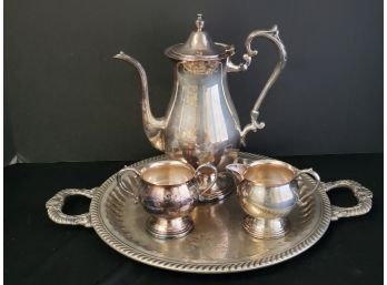 Vintage Silver Plate Coffee Set  & Tray