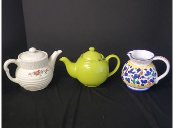 Porcelain Teapots & Pitchers-Enterprise Aluminum Company Drip-O-Lator, Deruta Italy & Price & Kensington