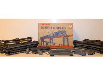 Vintage Lot Of Lionel Accessories With 110 Graduated Trestle Set, Straight And Curved 'O' Gauge Track