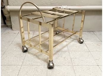 A Vintage Polished Brass Television Stand