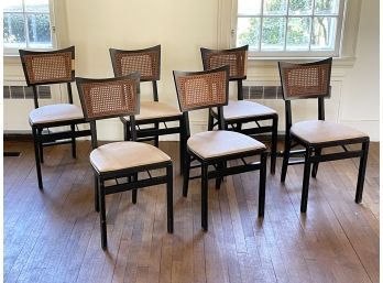 A Set Of 6 Vintage Cane Back Folding Chairs