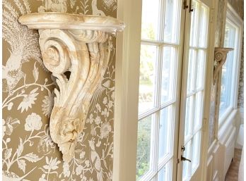 A Pair Of Painted Wood Decorative Corbels
