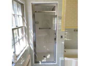 A Vintage Chrome And Glass Shower Door