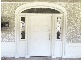 A 1930's Door With Leaded Glass Side Lights And Palladian Transom