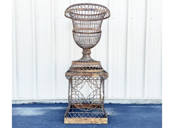 Distressed Yellow Garden Urn With Multiple Base Option SS