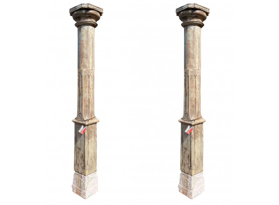 Set Of 2 - Decorative Lamu Columns From Indonesia By Silkroute International