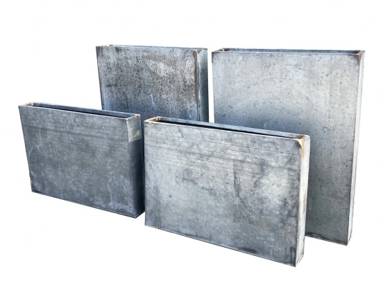 Set Of 4 - Galvanized Horizontal And Vertical Cube Vases SS